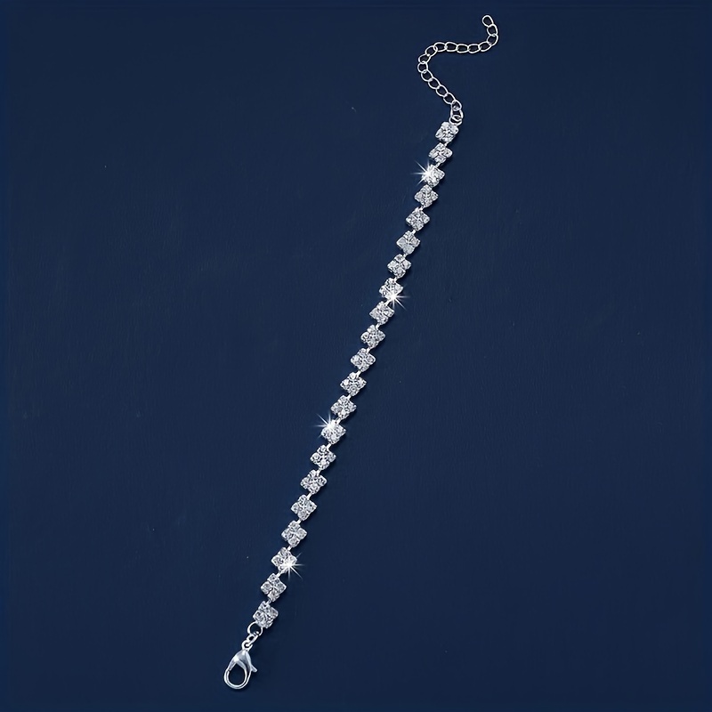 Water Drill Square Claw Chain Women's Bracelet